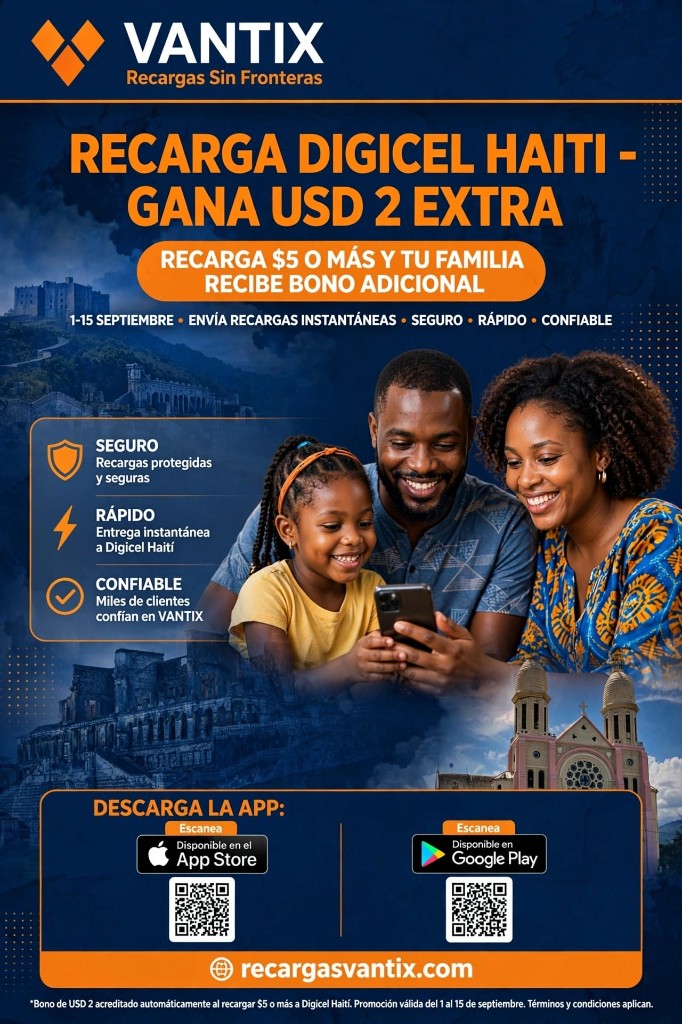 Campaña Digicel Haití: bono USD 2 en recargas de $5 o más